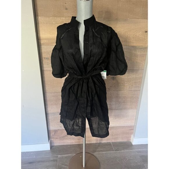 NWOT FRAME black inset Lace Puff Sleeve Minidress size S - Picture 5 of 12